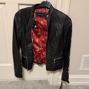 Black Rivet Black “Leather” Jacket with Floral Lining